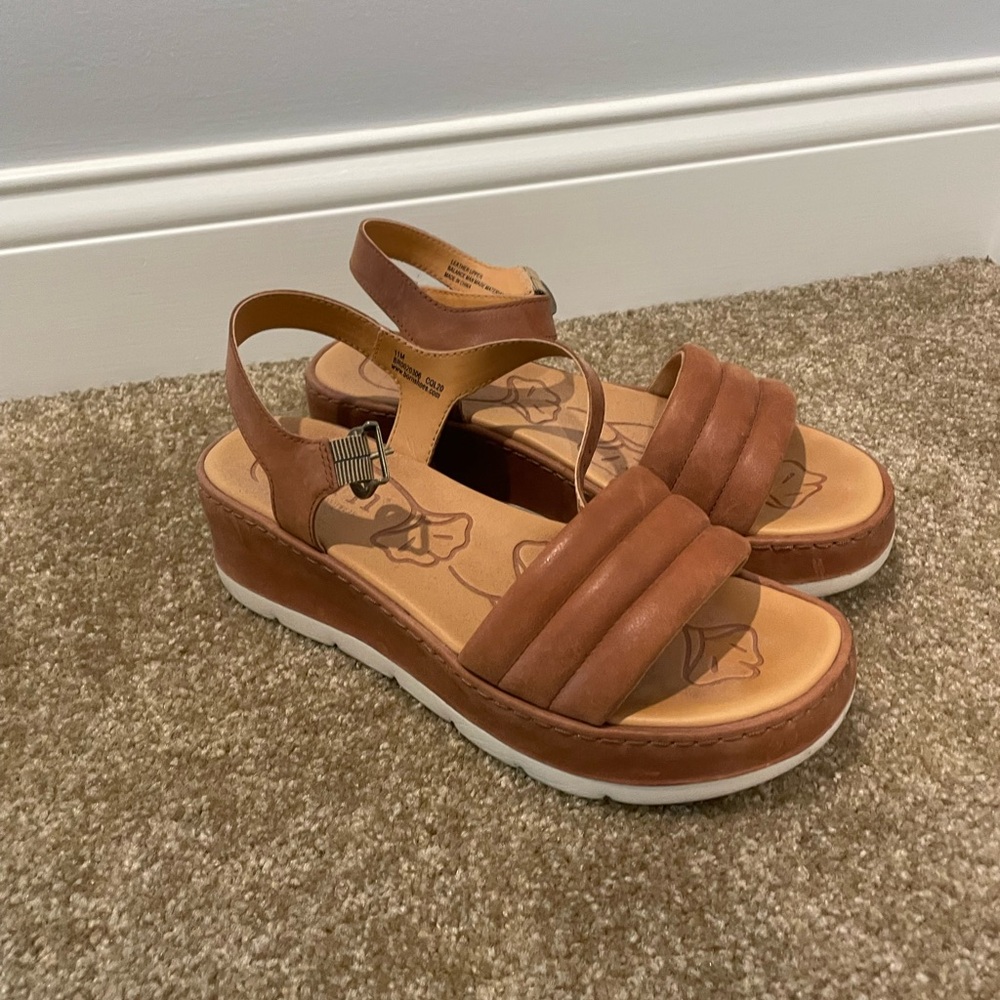Born Women's Faro Leather Ankle Strap Platform Sandals Women's Size 11 Tan - Picture 2 of 6